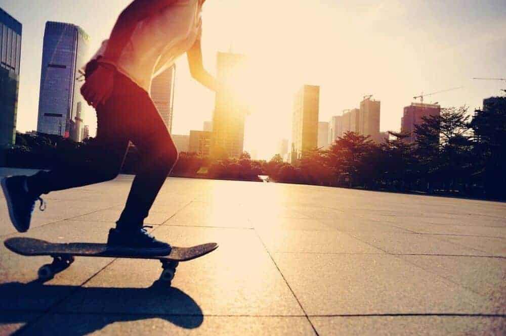 young girl skateboarding